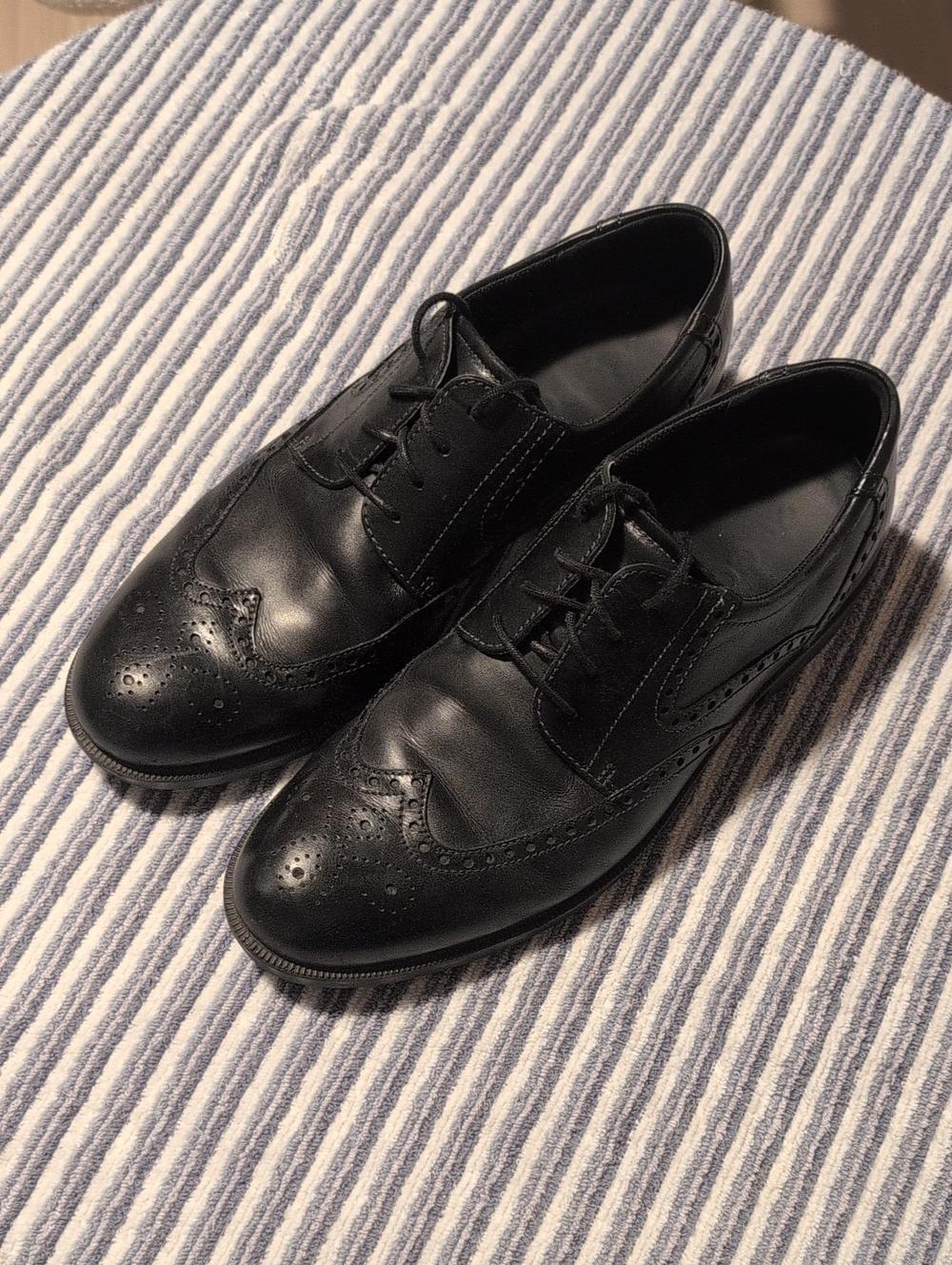 Ecco Black Leather Wingtip Derby Shoes EU 44